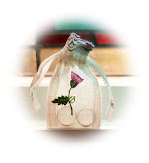 Ring
                    Bag with Thistle Embroidery
