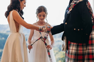 Handfasting using a McDuff Dress tartan band